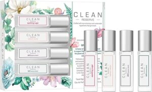 CLEAN RESERVE Eau de Parfum Layering Gift Set | Includes Warm Cotton, Skin, Rain, and Radiant Nectar Fragrance | 4 x 5mL Spray